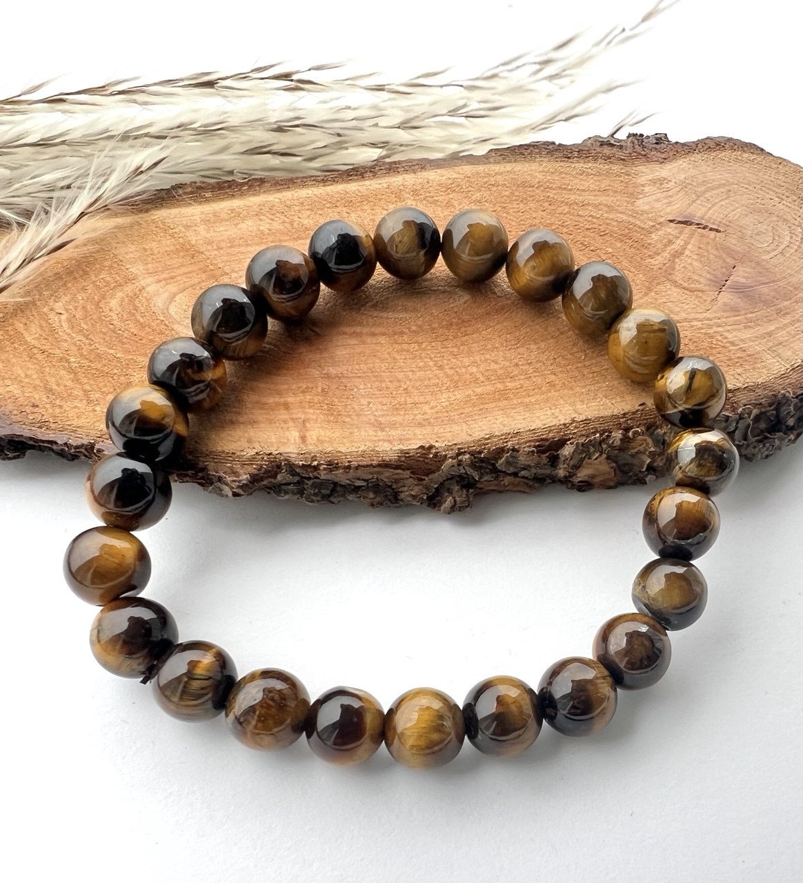 Bracciale di Occhio di tigre a Sfere: Eleganza in Diverse Misure