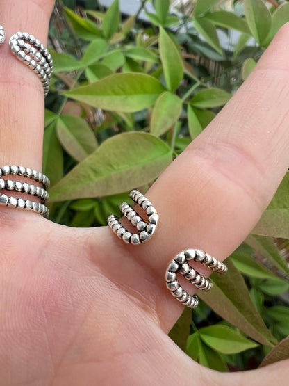 Anello Multi-Fascia Minimalista con Pietre Naturali – Finitura Argento 925 – Regolabile