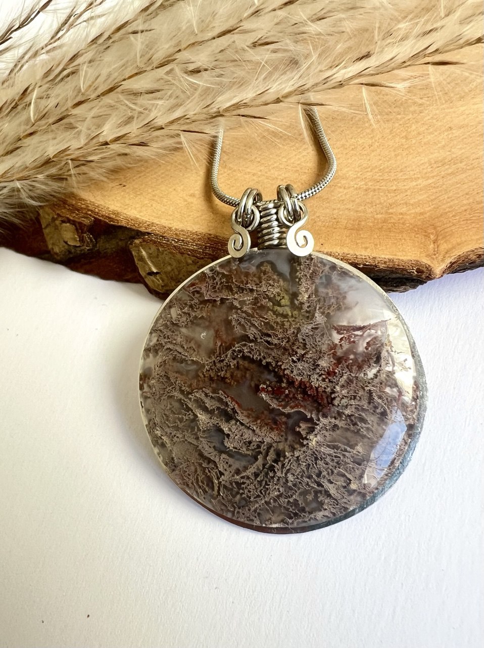 Collana di Agata muschiata indonesiana - Giardino incantato