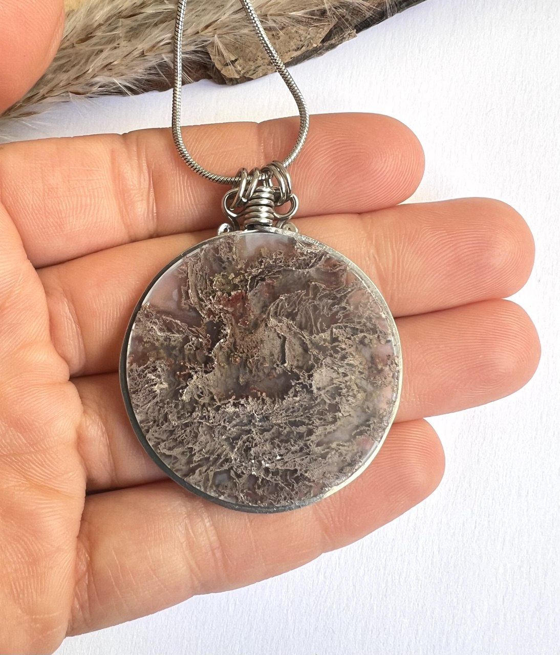 Collana di Agata muschiata indonesiana - Giardino incantato