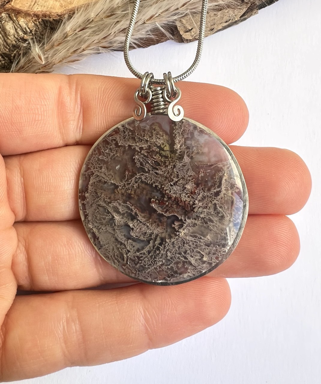 Collana di Agata muschiata indonesiana - Giardino incantato