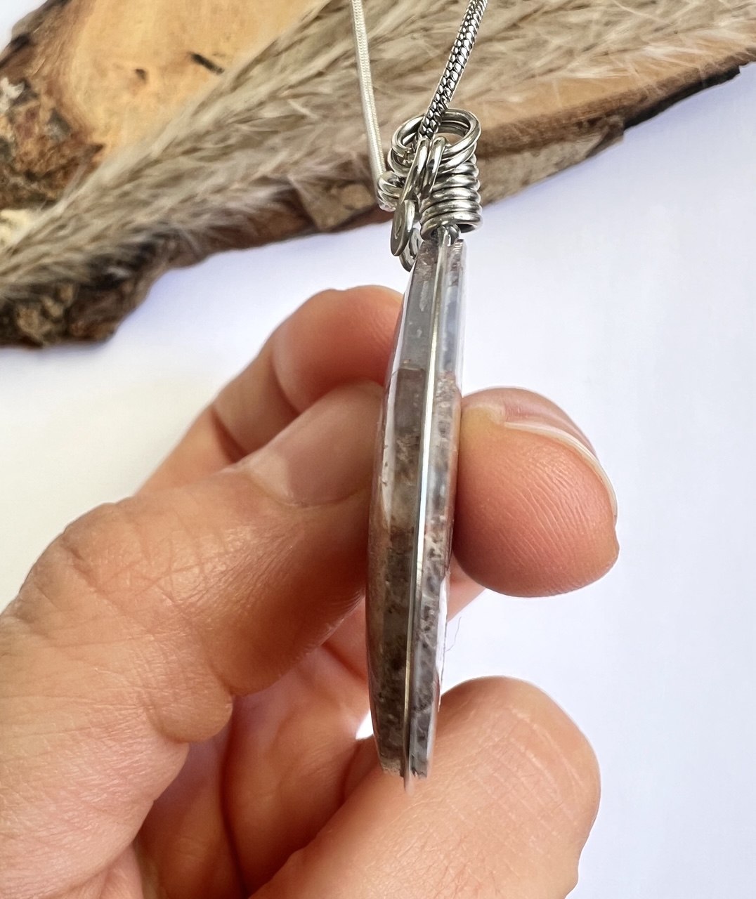 Collana di Agata muschiata indonesiana - Giardino incantato
