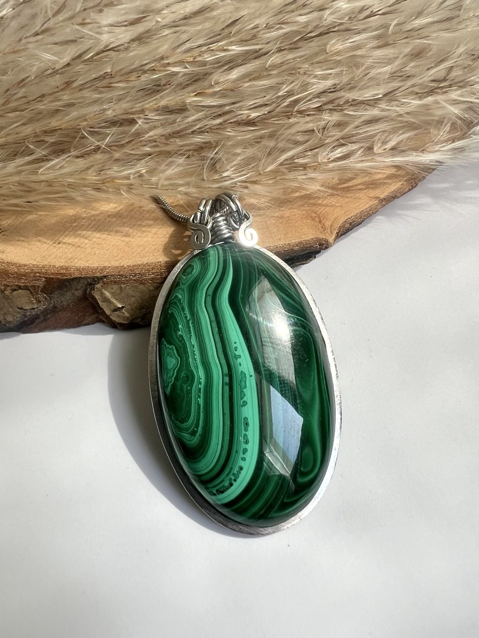 Collana con Malachite alta qualità - Collana Malachite vortice
