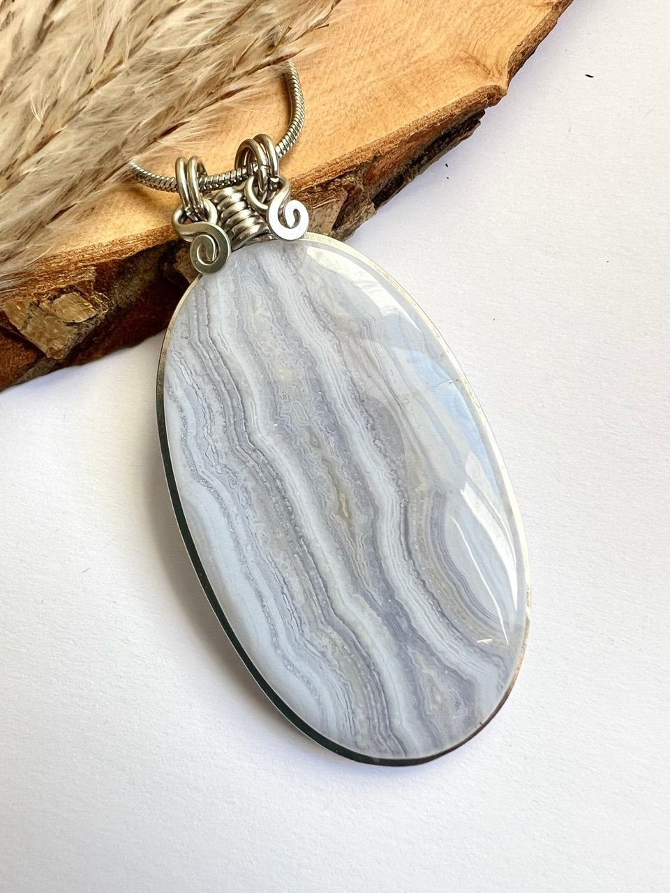 Collana in Calcedonio naturale - Velature di  Cielo