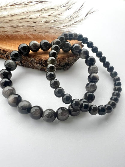 Bracciali di Ossidiana a Sfere: Eleganza in Diverse Misure