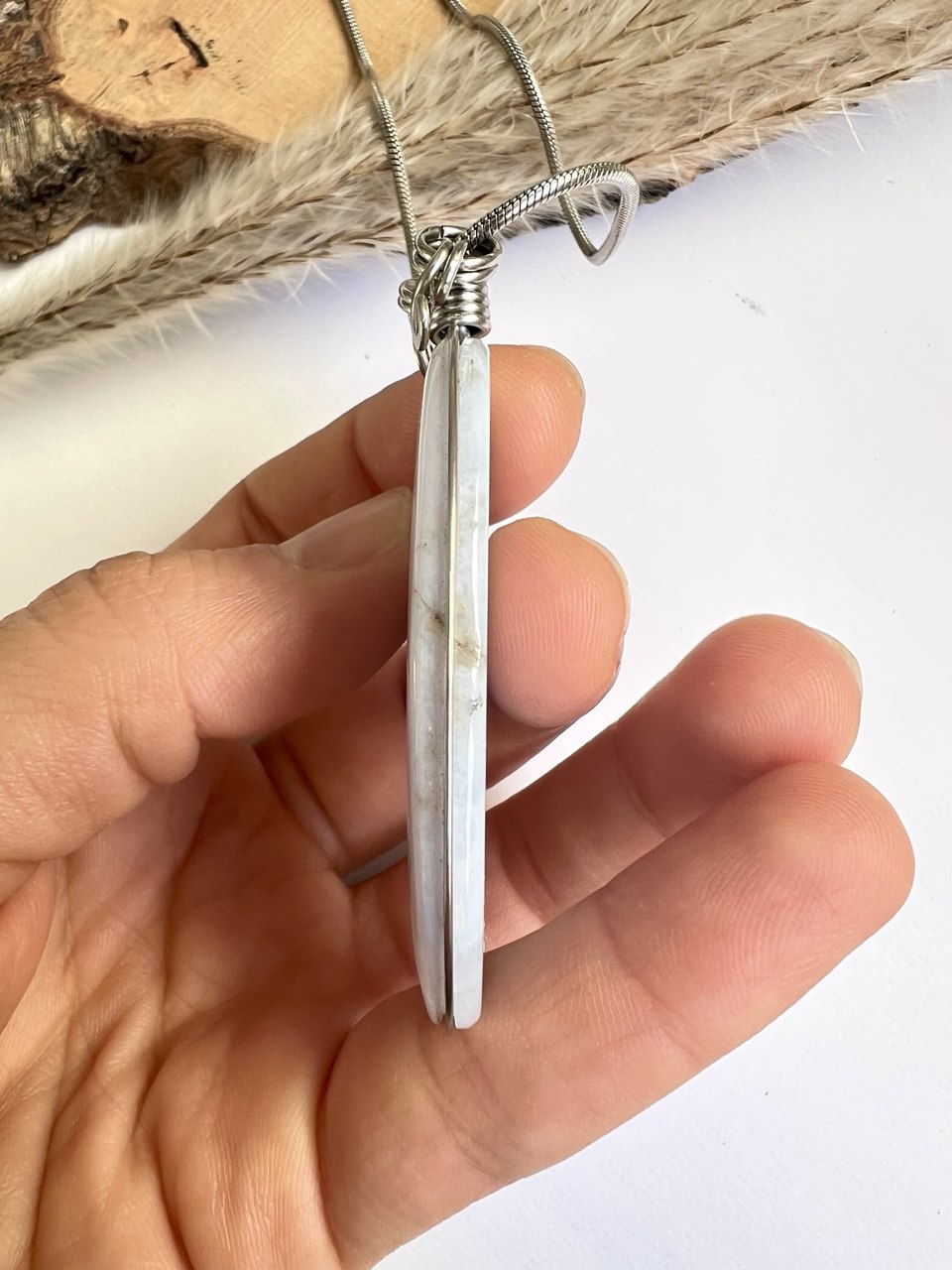 Collana in Calcedonio naturale - Velature di  Cielo