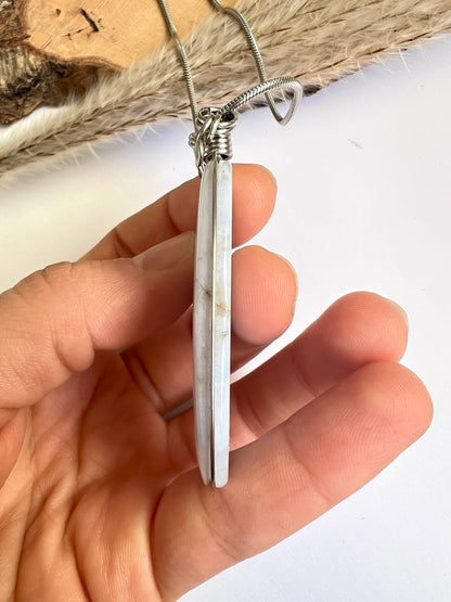 Collana in Calcedonio naturale - Velature di  Cielo