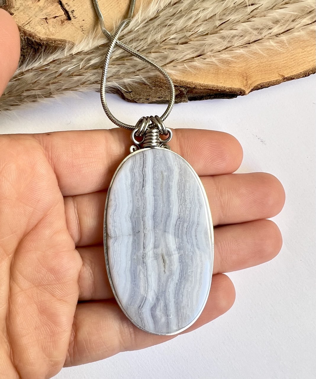 Collana in Calcedonio naturale - Velature di  Cielo