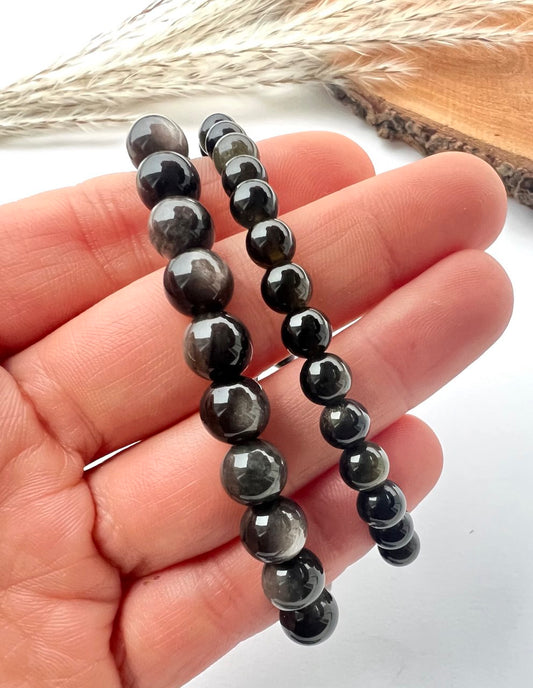 Bracciali di Ossidiana a Sfere: Eleganza in Diverse Misure