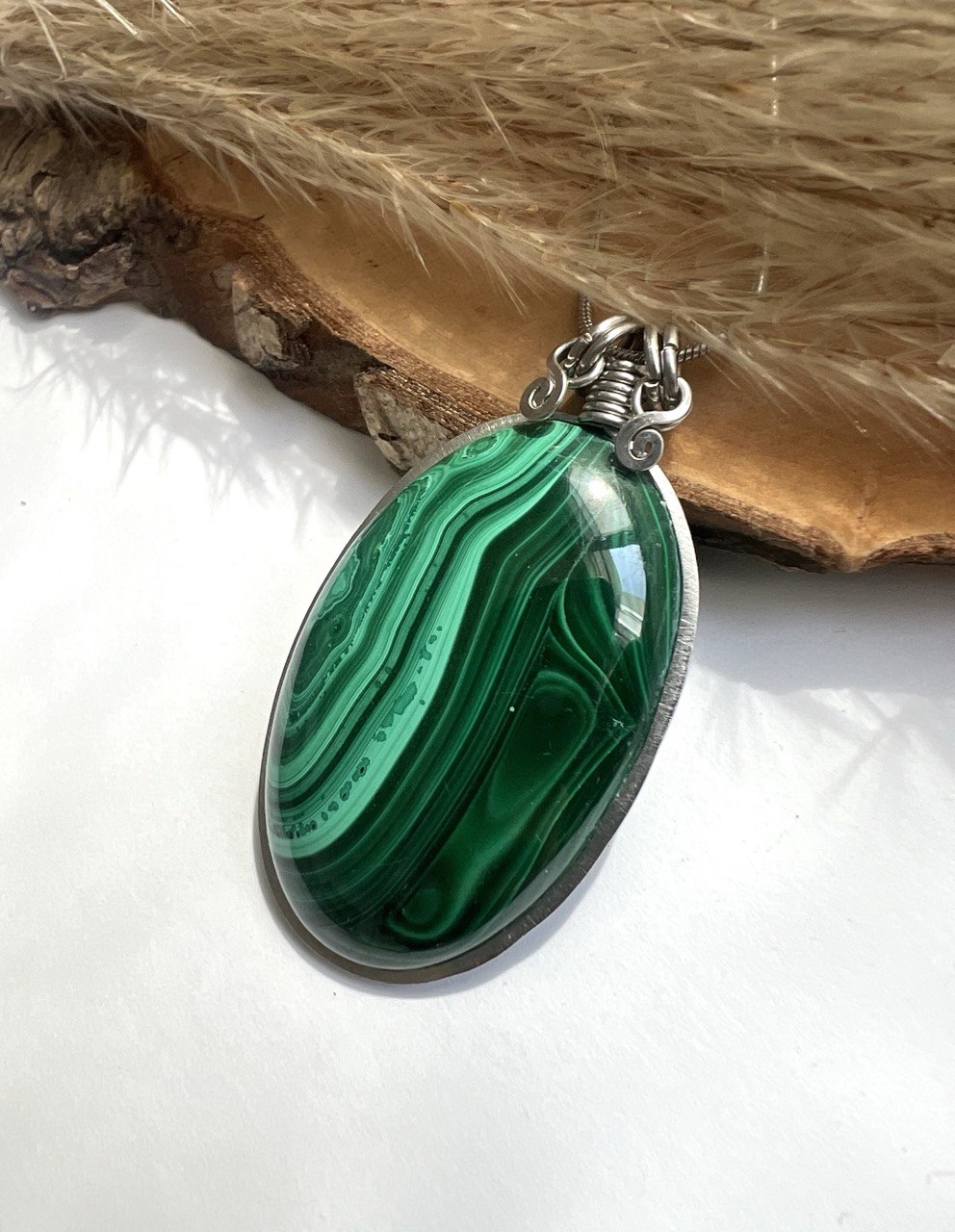 Collana con Malachite alta qualità - Collana Malachite vortice
