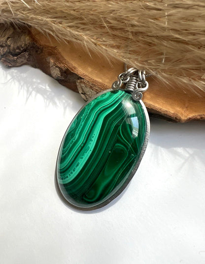 Collana con Malachite alta qualità - Collana Malachite vortice