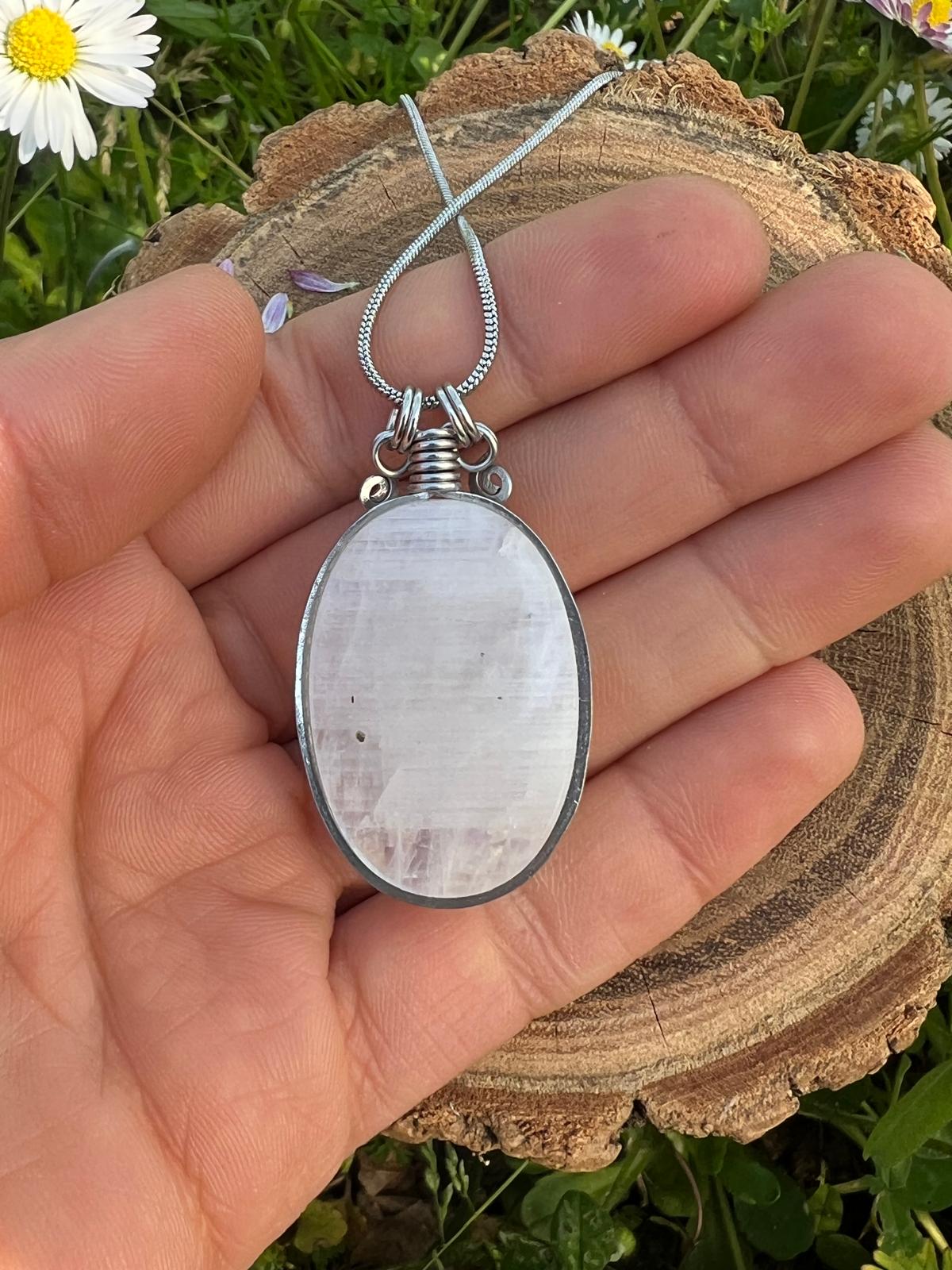 Collana con Pietra Luna Raimbow - Labradorite bianca indiana