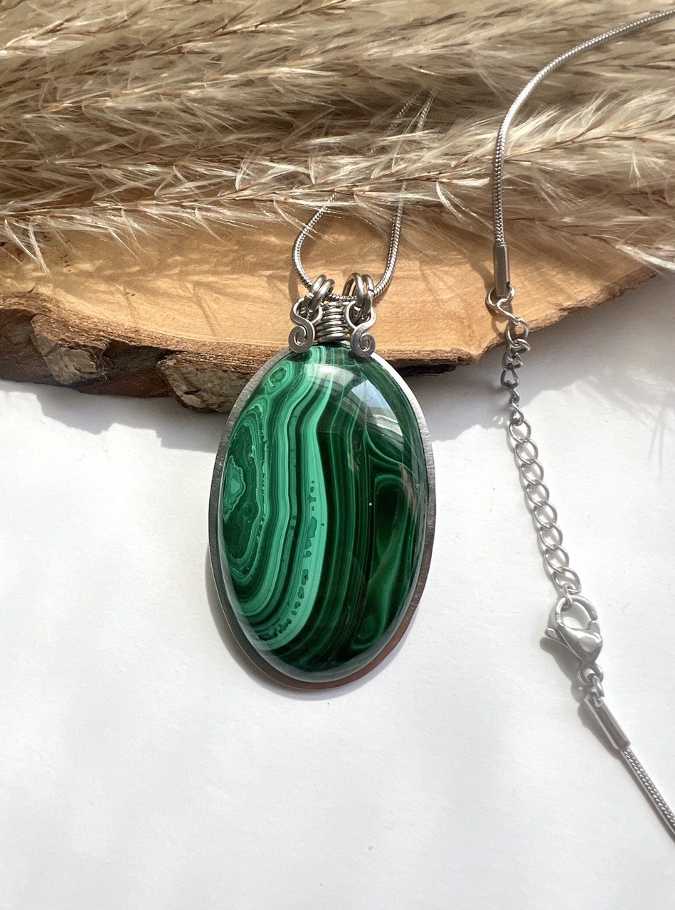 Collana con Malachite alta qualità - Collana Malachite vortice