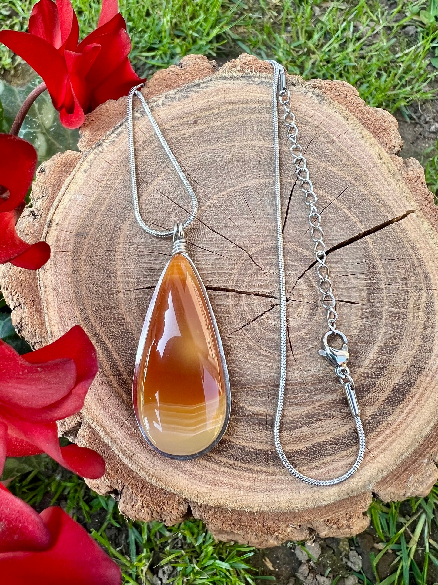 Collana di Agata Corniola - Fiamma del tramonto