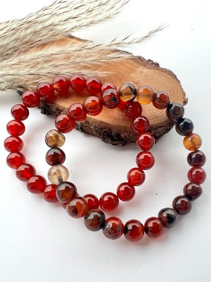 Bracciale di Agata Corniola a Sfere: Eleganza in diverse sfumature 0.8mm