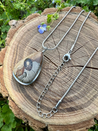 Collana con Agata Turitella fossile dal "Green River Formation" del Wyoming