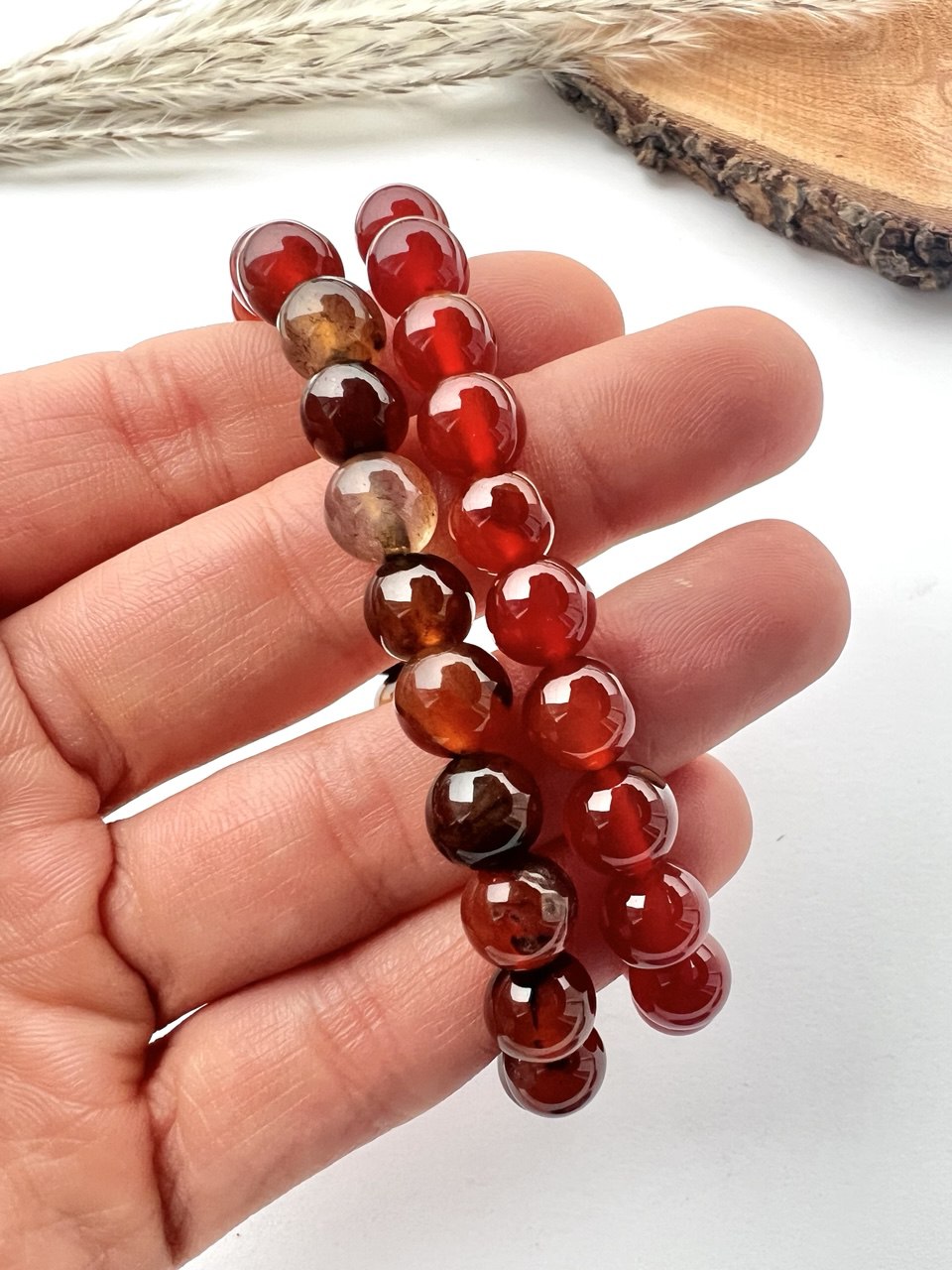 Bracciale di Agata Corniola a Sfere: Eleganza in diverse sfumature 0.8mm