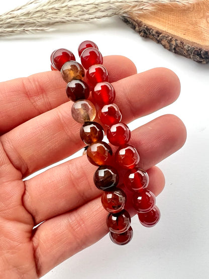 Bracciale di Agata Corniola a Sfere: Eleganza in diverse sfumature 0.8mm