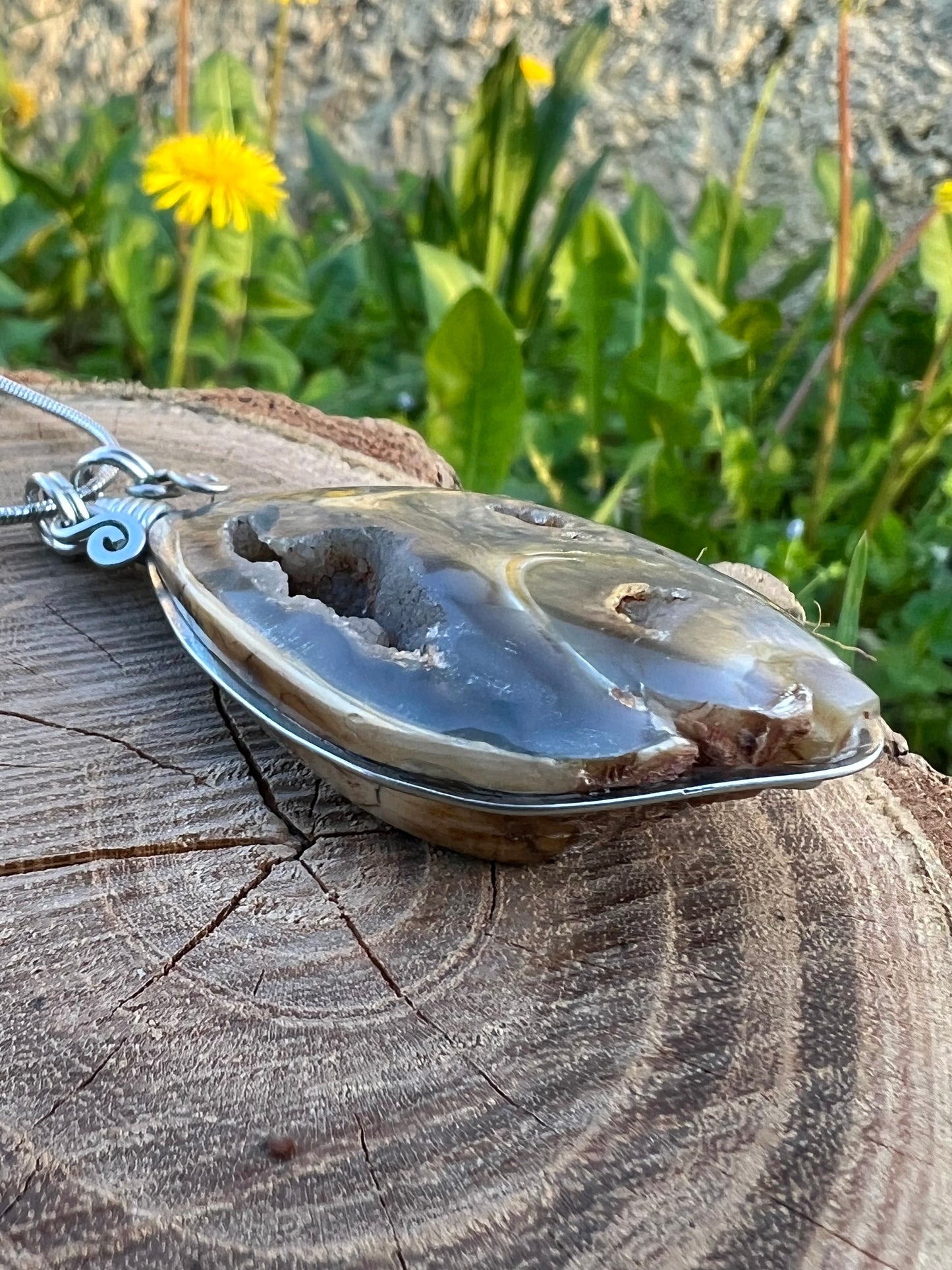 Collana con conchiglia naturale fossile cristallizzata - Amuleto della Sirena