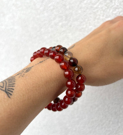 Bracciale di Agata Corniola a Sfere: Eleganza in diverse sfumature 0.8mm