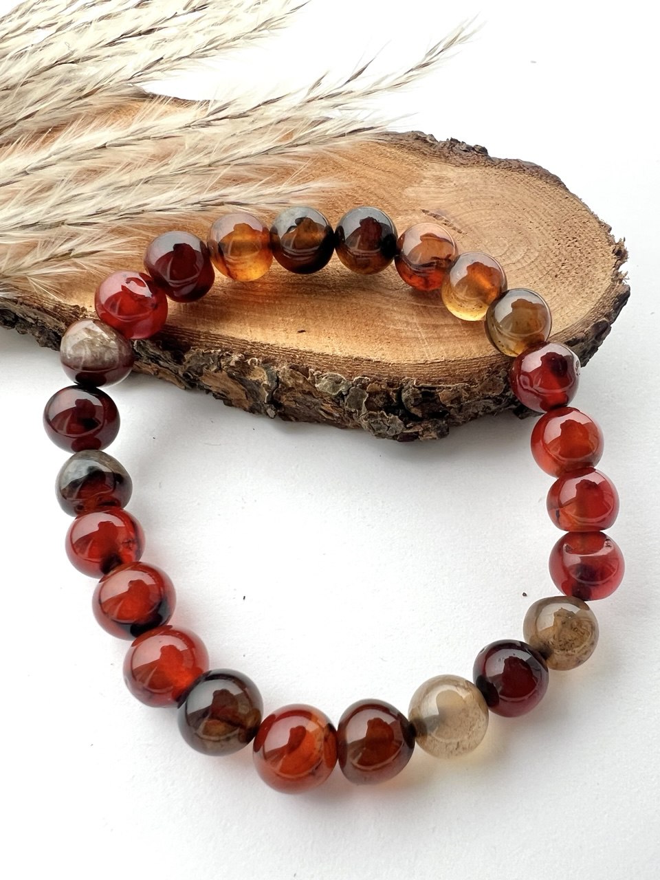 Bracciale di Agata Corniola a Sfere: Eleganza in diverse sfumature 0.8mm