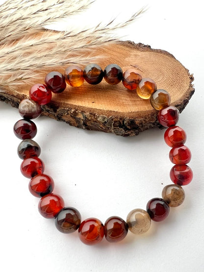 Bracciale di Agata Corniola a Sfere: Eleganza in diverse sfumature 0.8mm