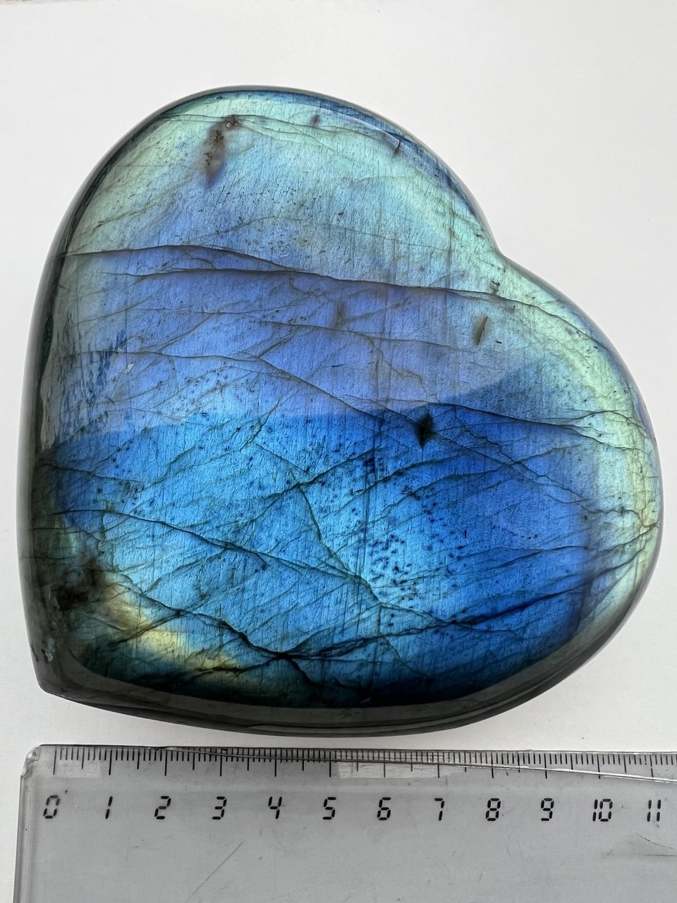 Cuore di Labradorite Qualità Superiore AAA+++  Iridescenza Blu Elettrico – 731g