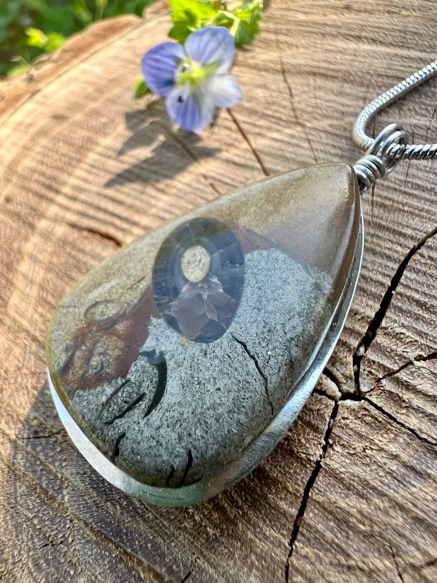 Collana con Agata Turitella fossile dal "Green River Formation" del Wyoming