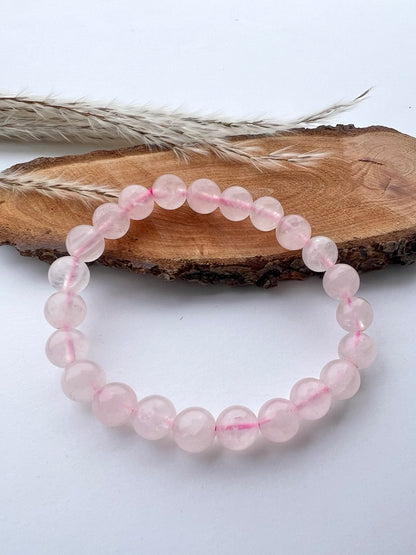 Bracciale di Quarzo Rosa a Sfere: Eleganza in Diverse Misure