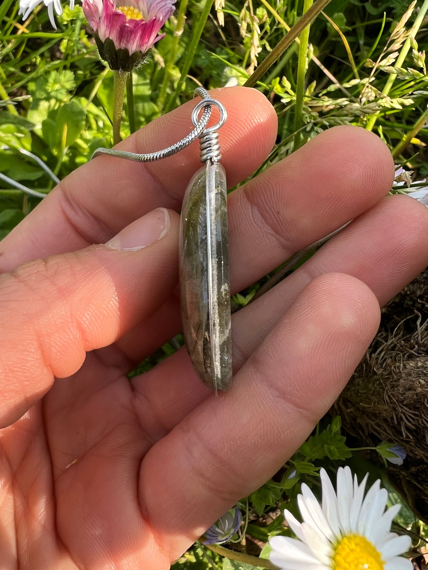 Collana in Labradorite verde acqua