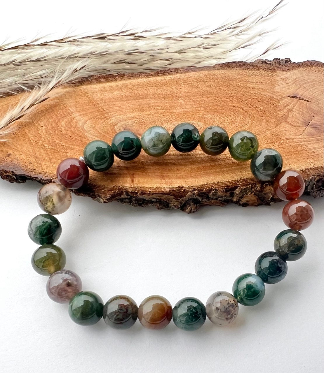 Bracciale di Agata Muschiata a Sfere: Eleganza in Diverse Misure
