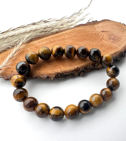 Bracciale di Occhio di tigre a Sfere: Eleganza in Diverse Misure