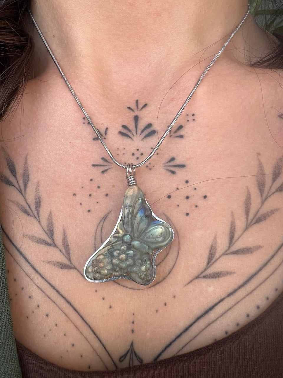 Pendente Farfalla in Labradorite Naturale