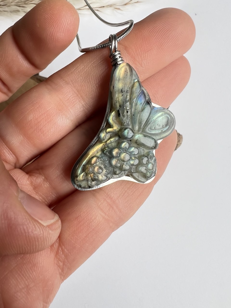 Pendente Farfalla in Labradorite Naturale