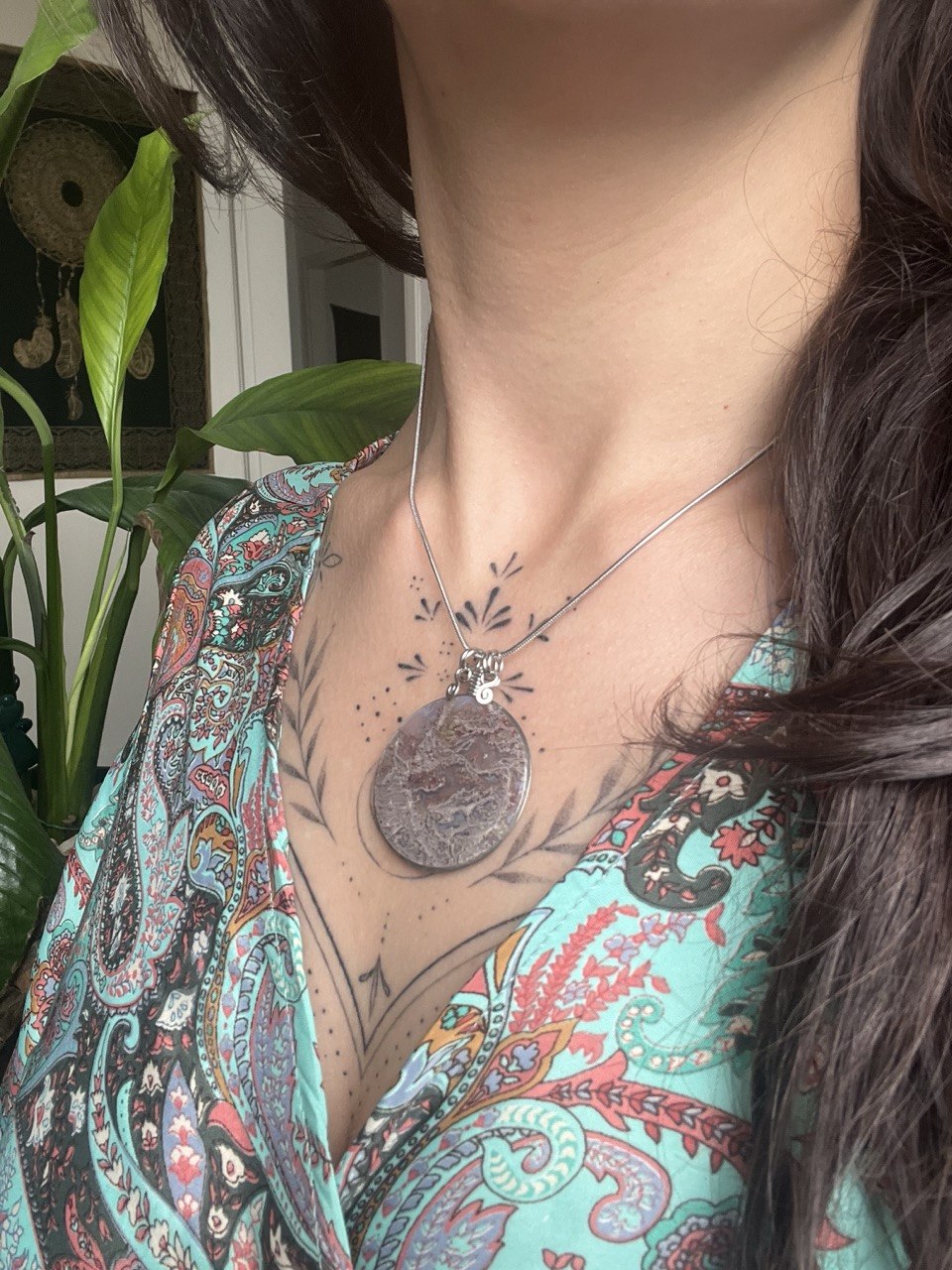 Collana di Agata muschiata indonesiana - Giardino incantato