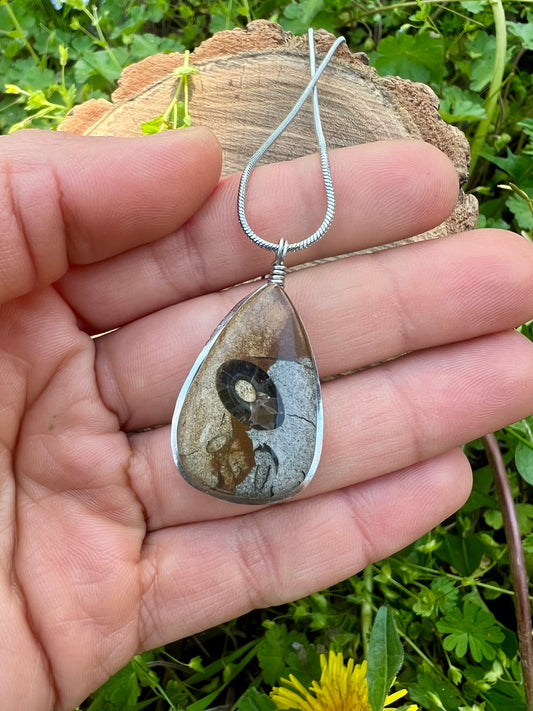 Collana con Agata Turitella fossile dal "Green River Formation" del Wyoming