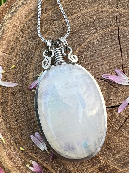 Collana con Pietra Luna Raimbow - Labradorite bianca indiana
