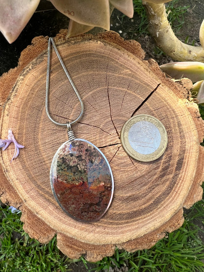 Collana di Agata Muschiata Indonesiana - Ciondolo Floresta