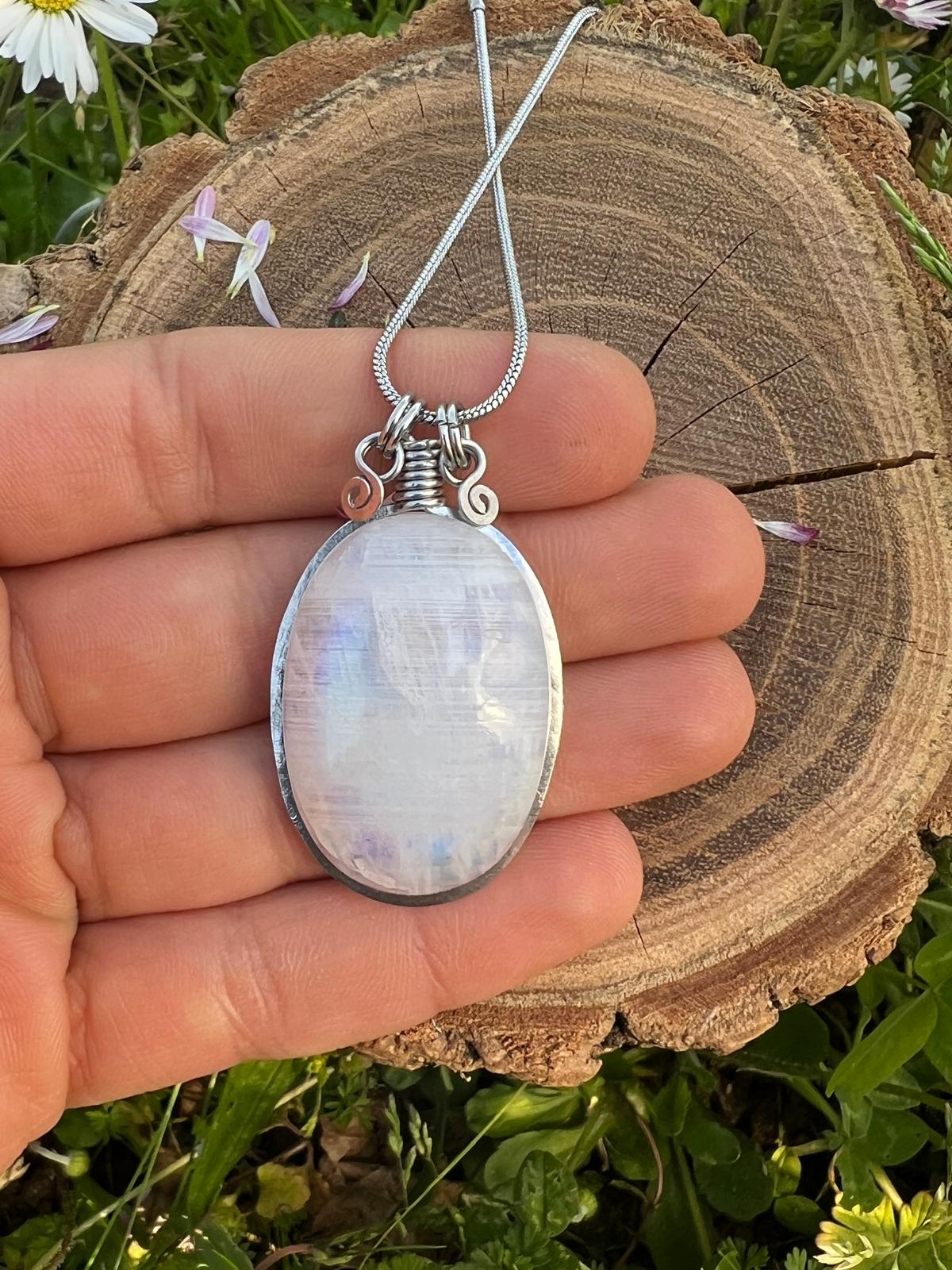 Collana con Pietra Luna Raimbow - Labradorite bianca indiana