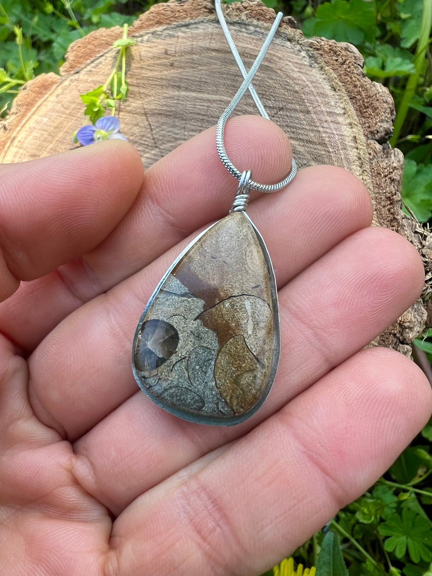 Collana con Agata Turitella fossile dal "Green River Formation" del Wyoming