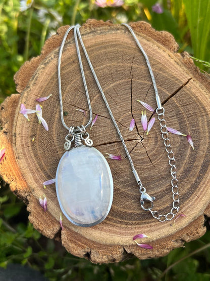 Collana con Pietra Luna Raimbow - Labradorite bianca indiana