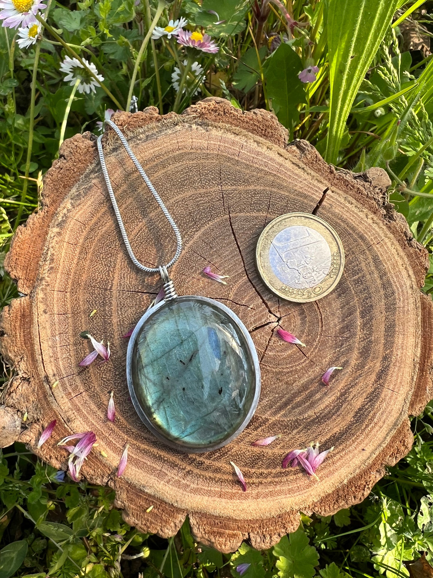 Collana in Labradorite verde acqua