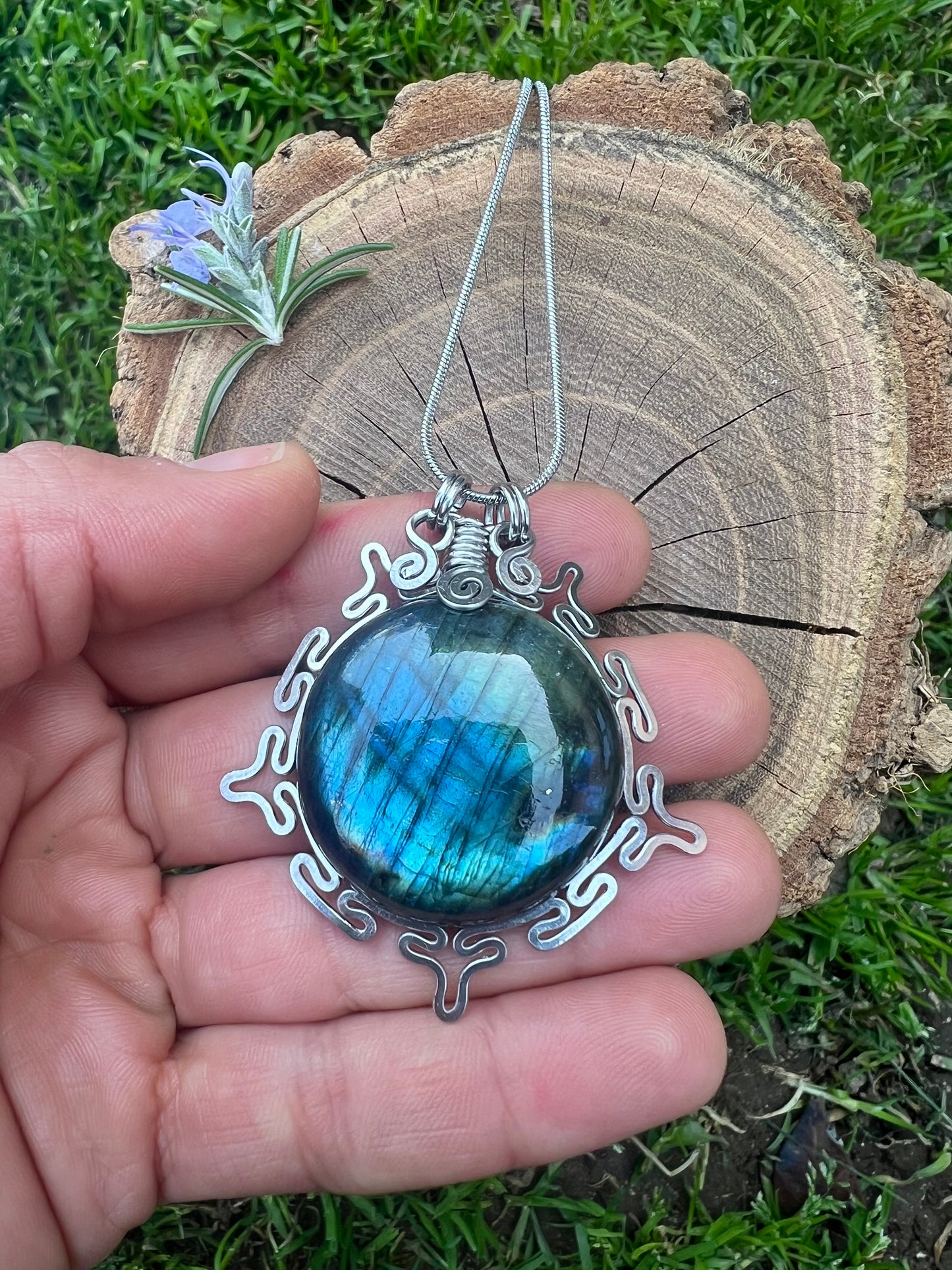 Medaglione con Labradorite - Aurora celeste