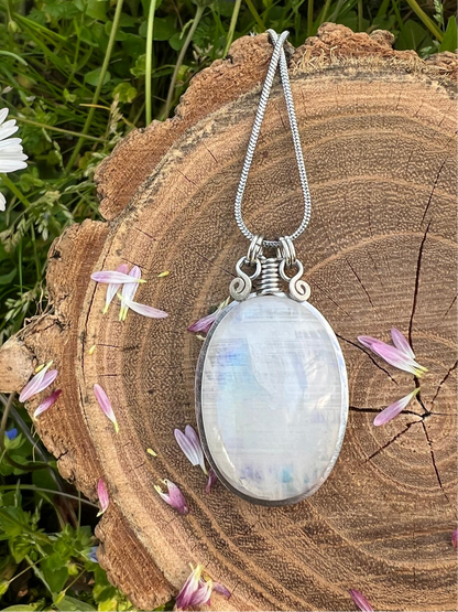 Collana con Pietra Luna Raimbow - Labradorite bianca indiana