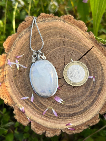 Collana con Pietra Luna Raimbow - Labradorite bianca indiana
