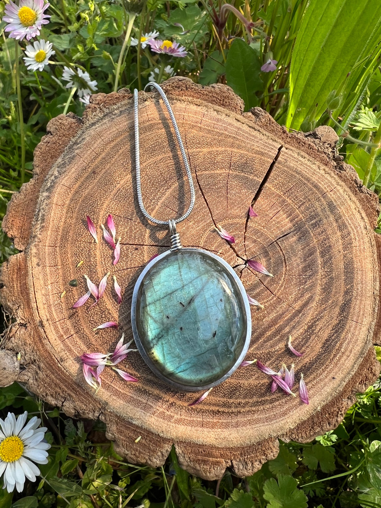 Collana in Labradorite verde acqua