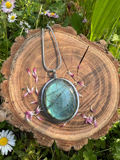 Collana in Labradorite verde acqua