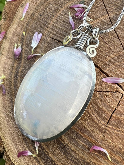 Collana con Pietra Luna Raimbow - Labradorite bianca indiana