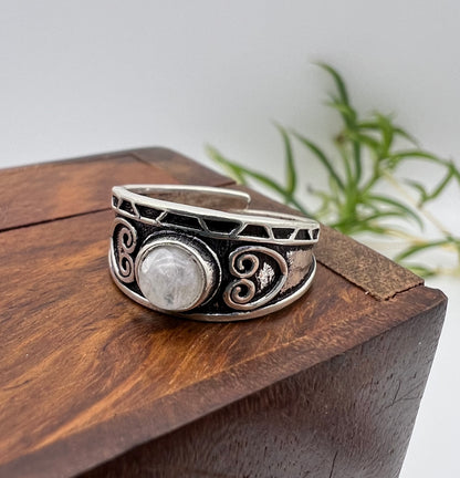 Anello a fascia Cuore antico con Pietra Naturale